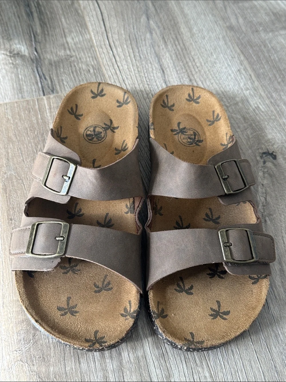 Wonder Nation Boys Double Buckle Brown Slide Sandals Size 6